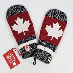 ​Hudson Bay Co Canada Olympic Red Mittens NWT Maple Leaf Winter Gloves L/XL AMAC
